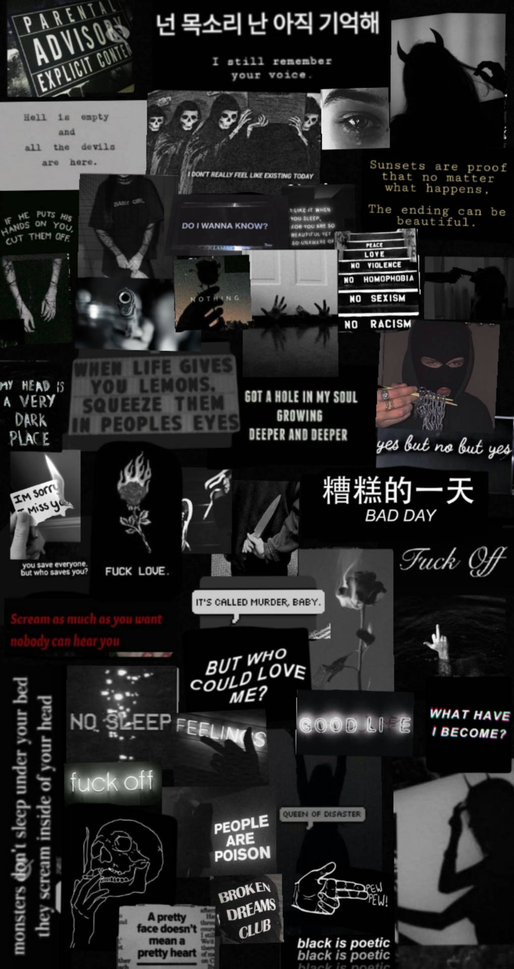 Dark Girly Collage Background