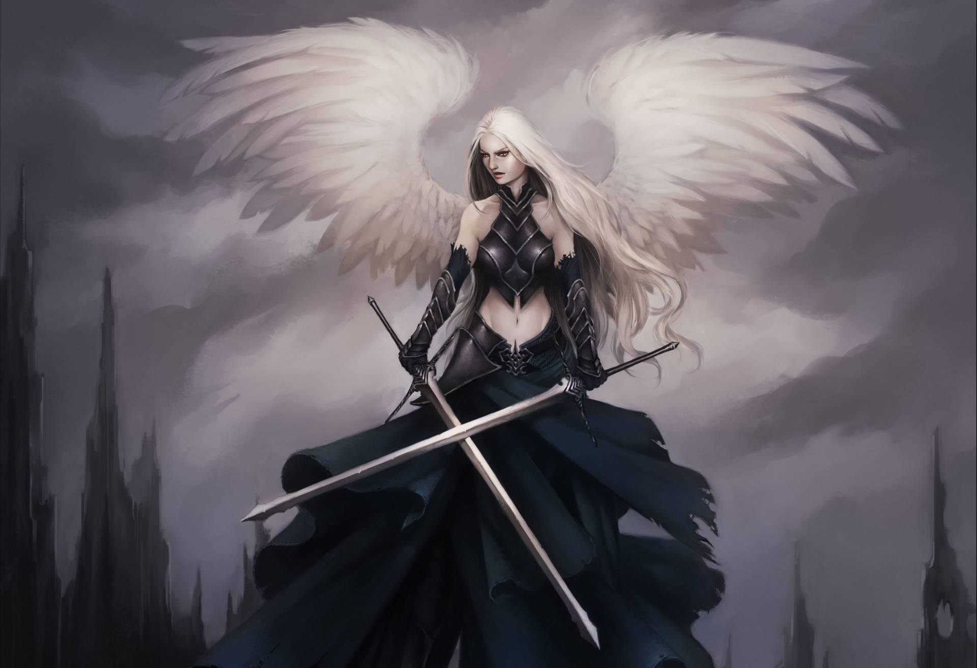 Dark Goth Angel Warrior Background