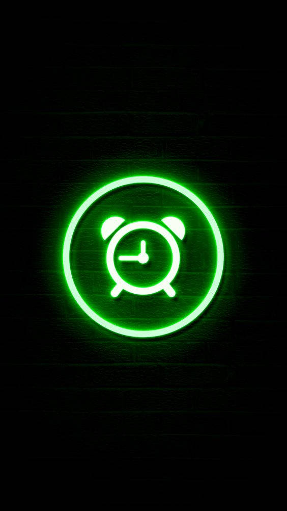 Dark Green Alarm Icon Aesthetic Background