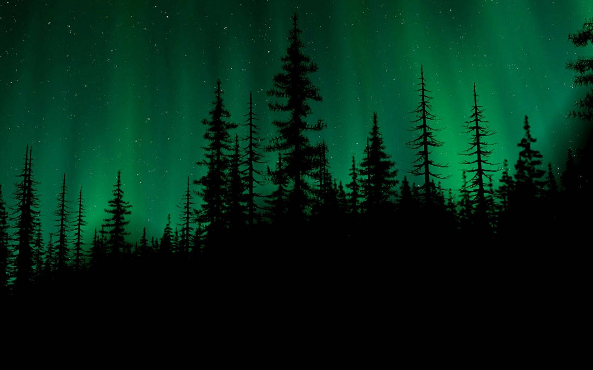 Dark Green Aurora Borealis Aesthetic Background