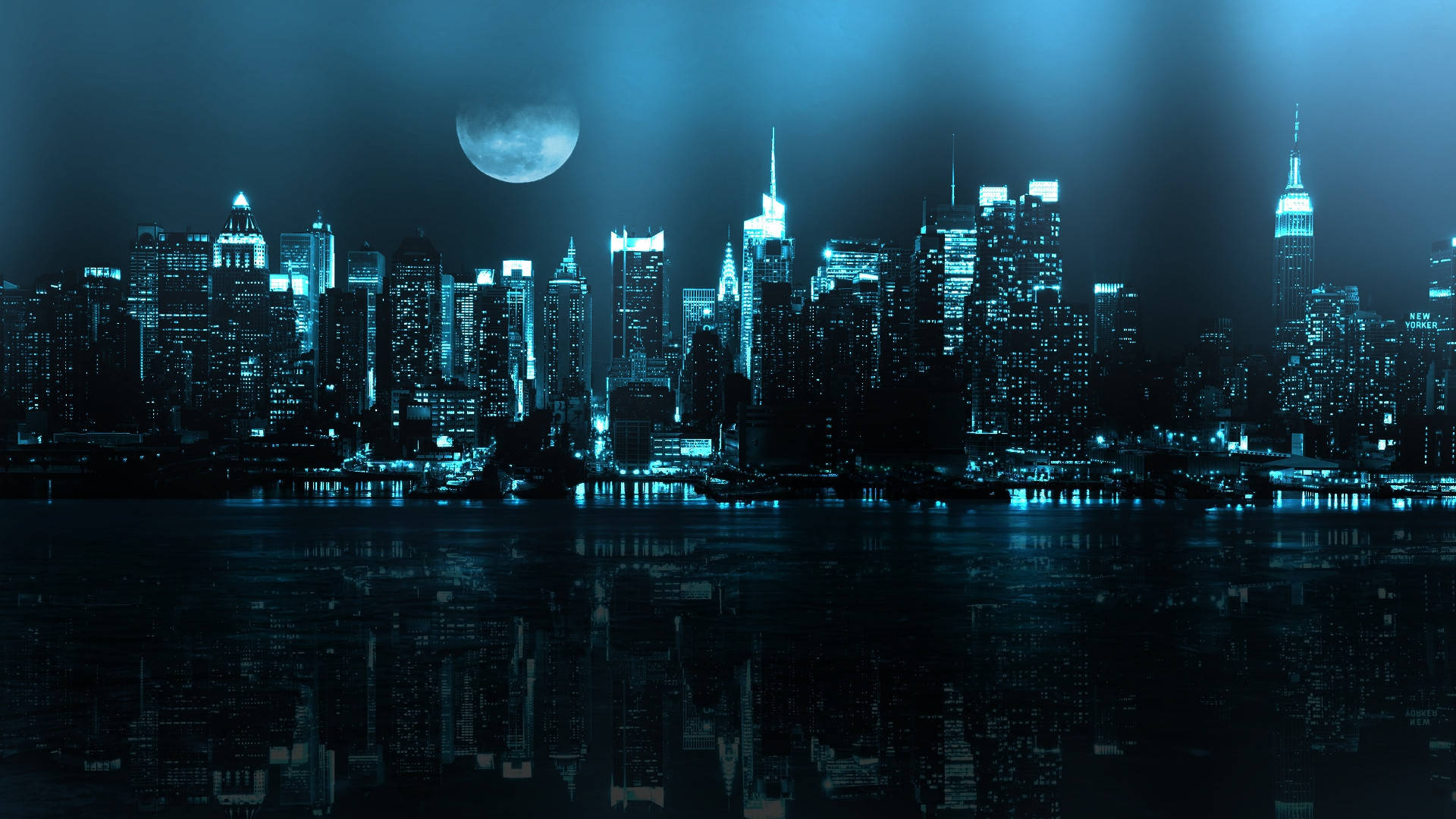 Dark Green City Landscape Best Desktop Background