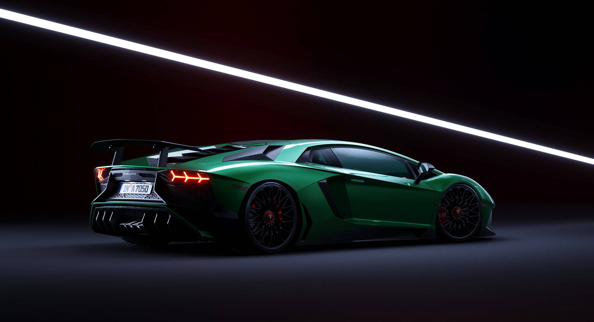 Dark Green Lamborghini 3d Car Background