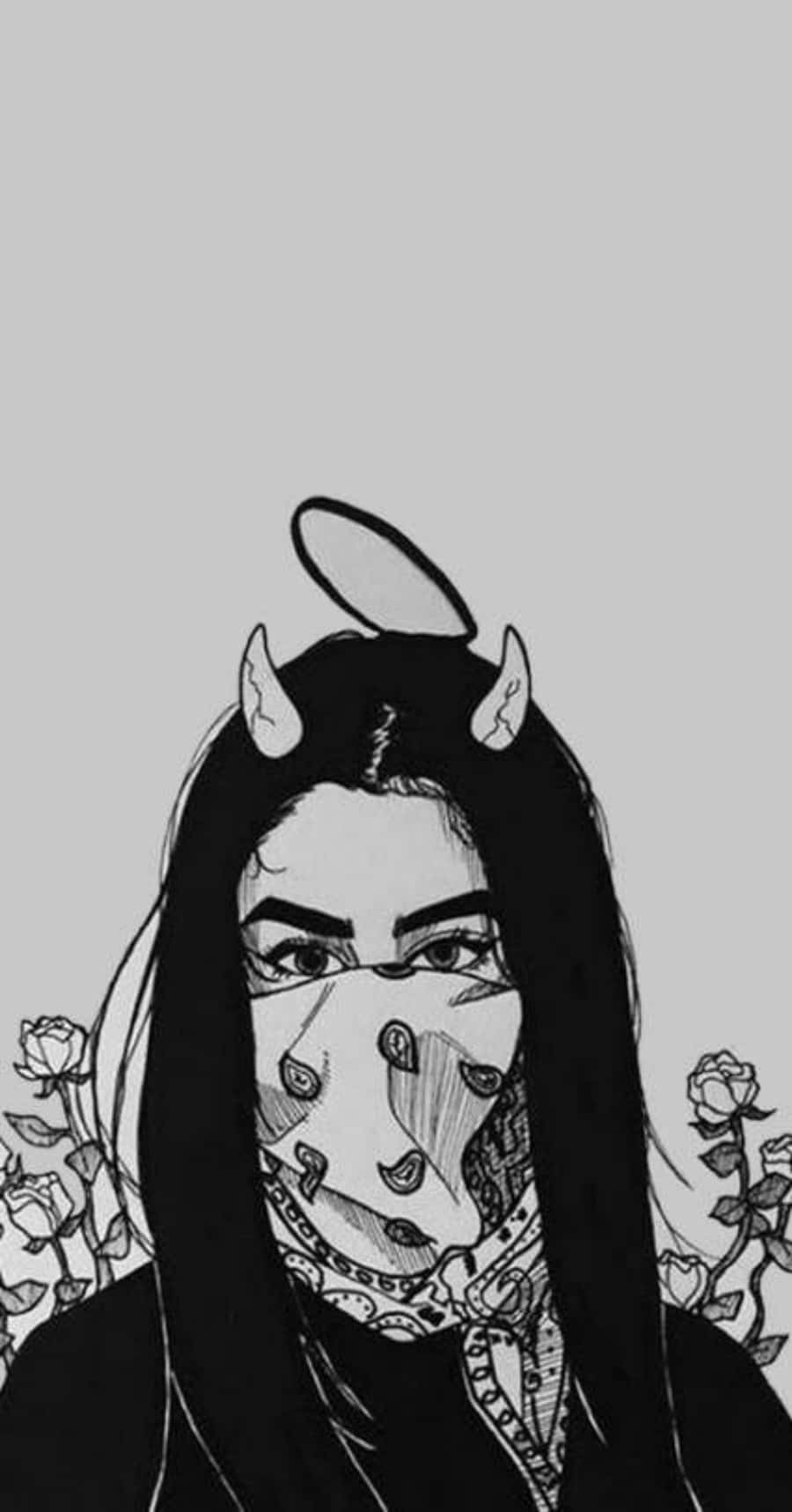 Dark Grunge Tumblr Aesthetic Devil Girl Background