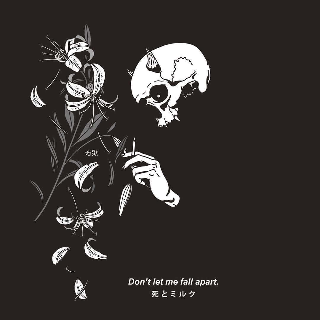 Dark Grunge Tumblr Aesthetic Skull And Flowers Background