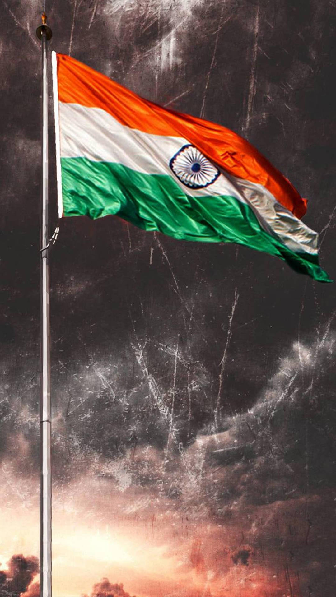 Dark Grungy Indian Flag Mobile Background