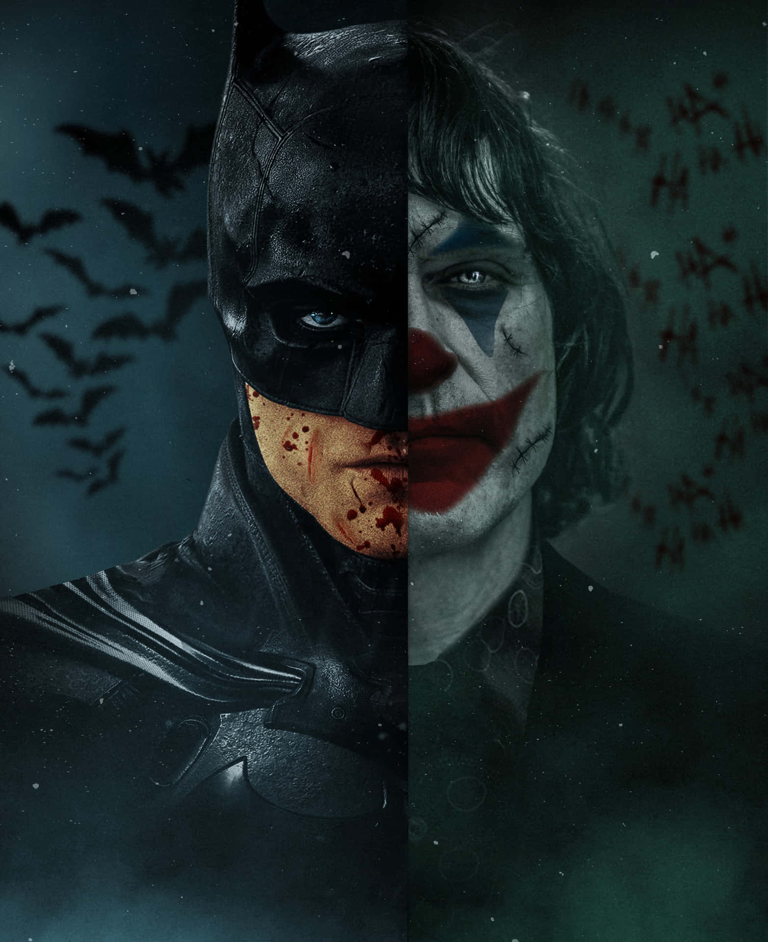 Dark Half Batman Half Joker Aesthetic Poster Background