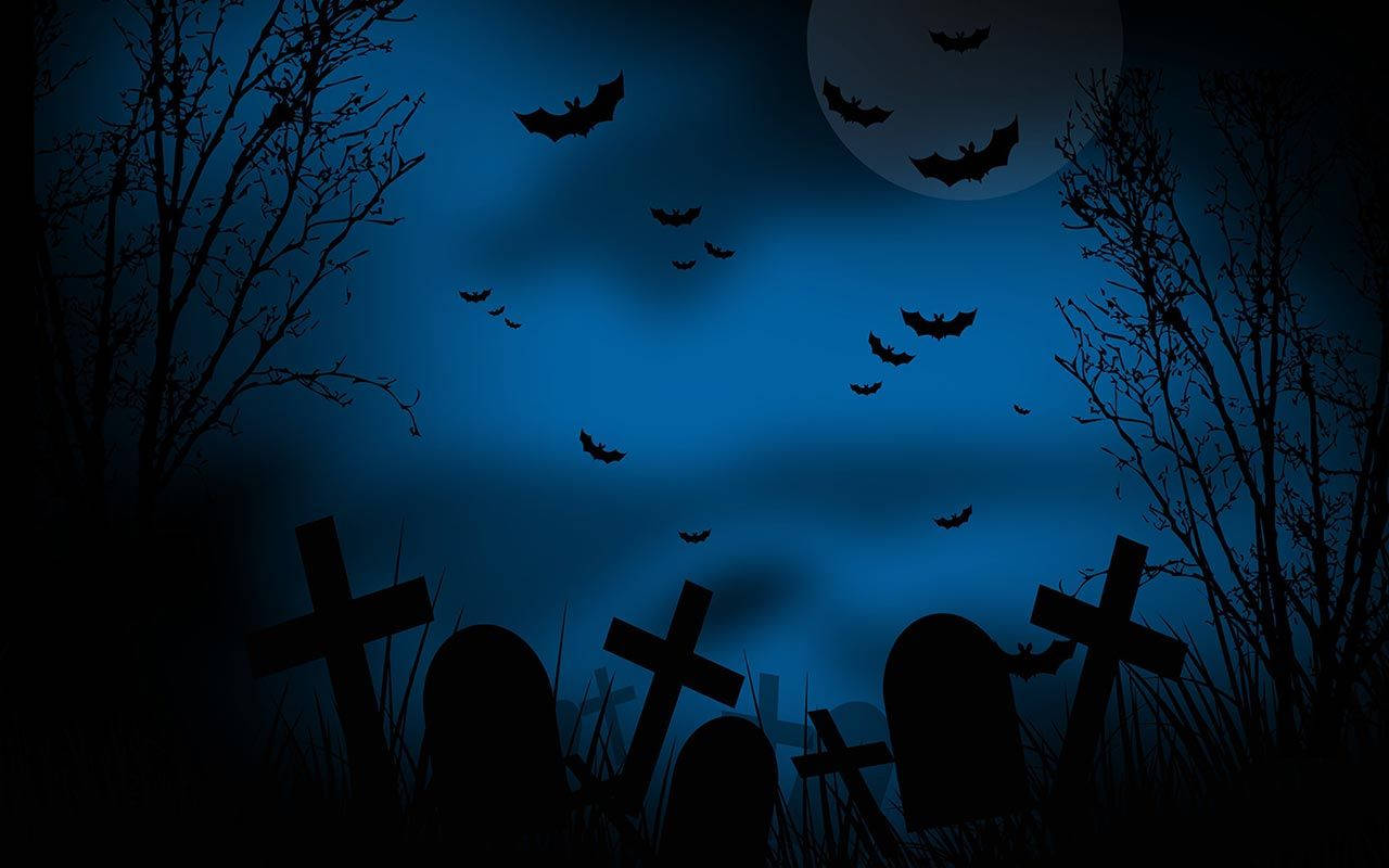 Dark Halloween Cemetery Background