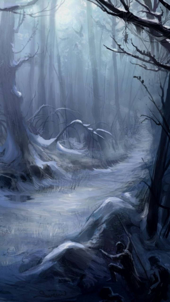 Dark Halloween Forest Path Background