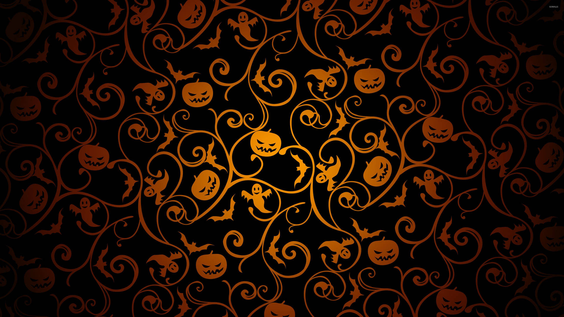 Dark Halloween Icons Pattern Background