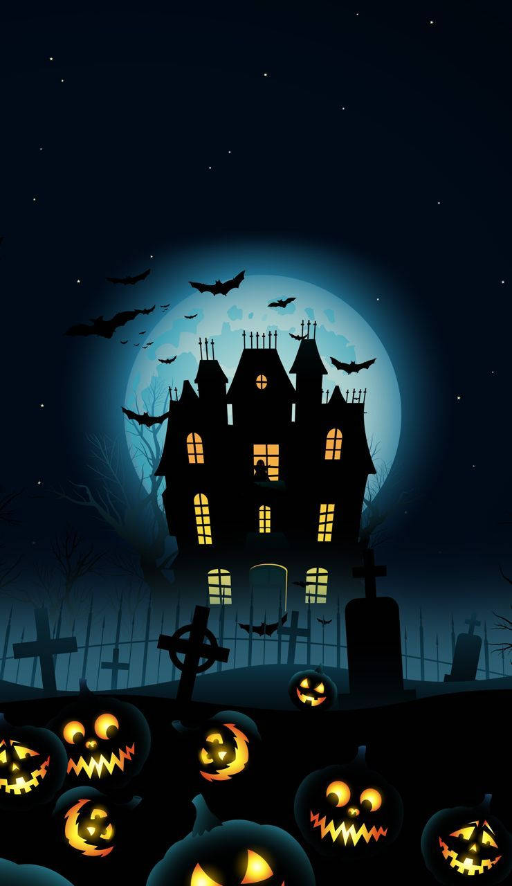 Dark Halloween Mansion Cartoon Background