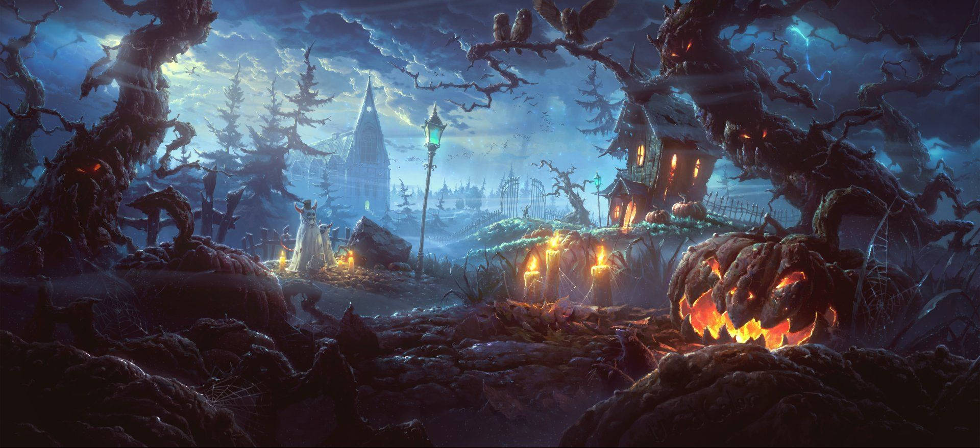 Dark Halloween Path Background
