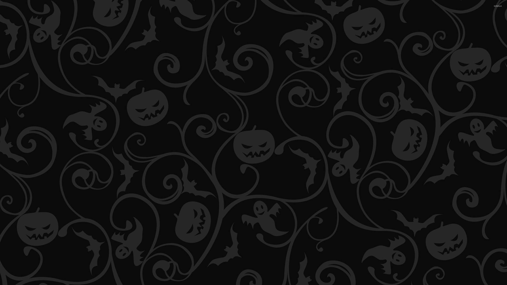 Dark Halloween Pumpkin Bats Pattern