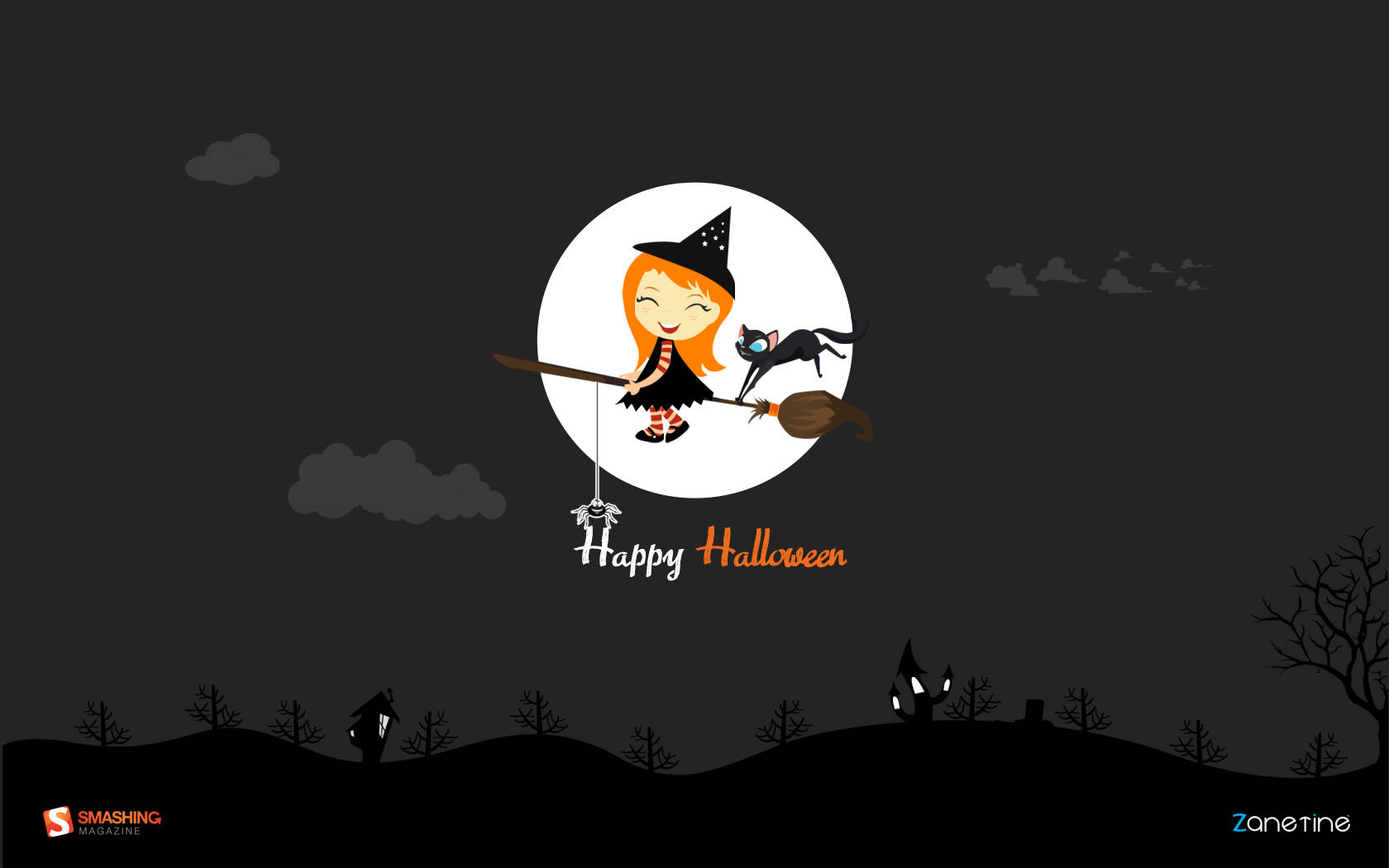 Dark Halloween Witch Cartoon Background