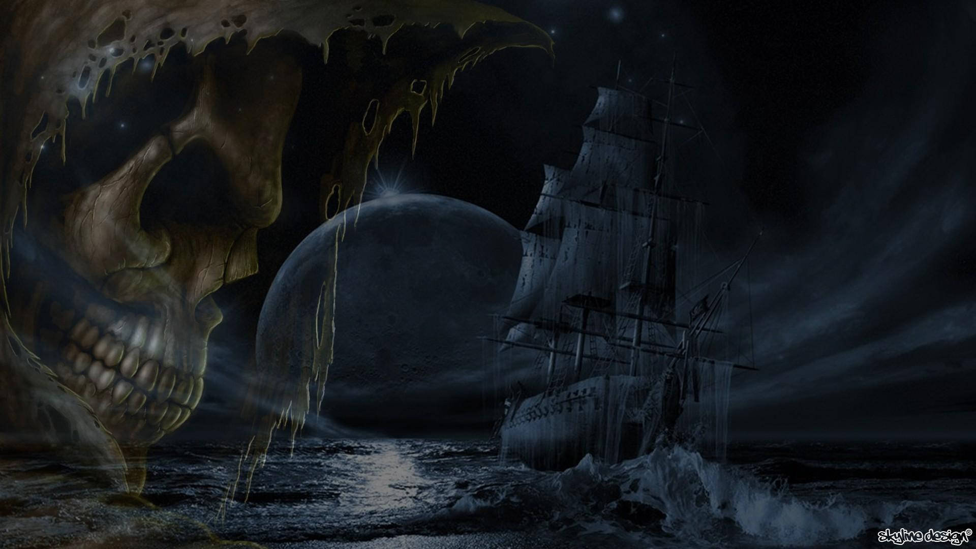 Dark Haunted Ghost Ship Background