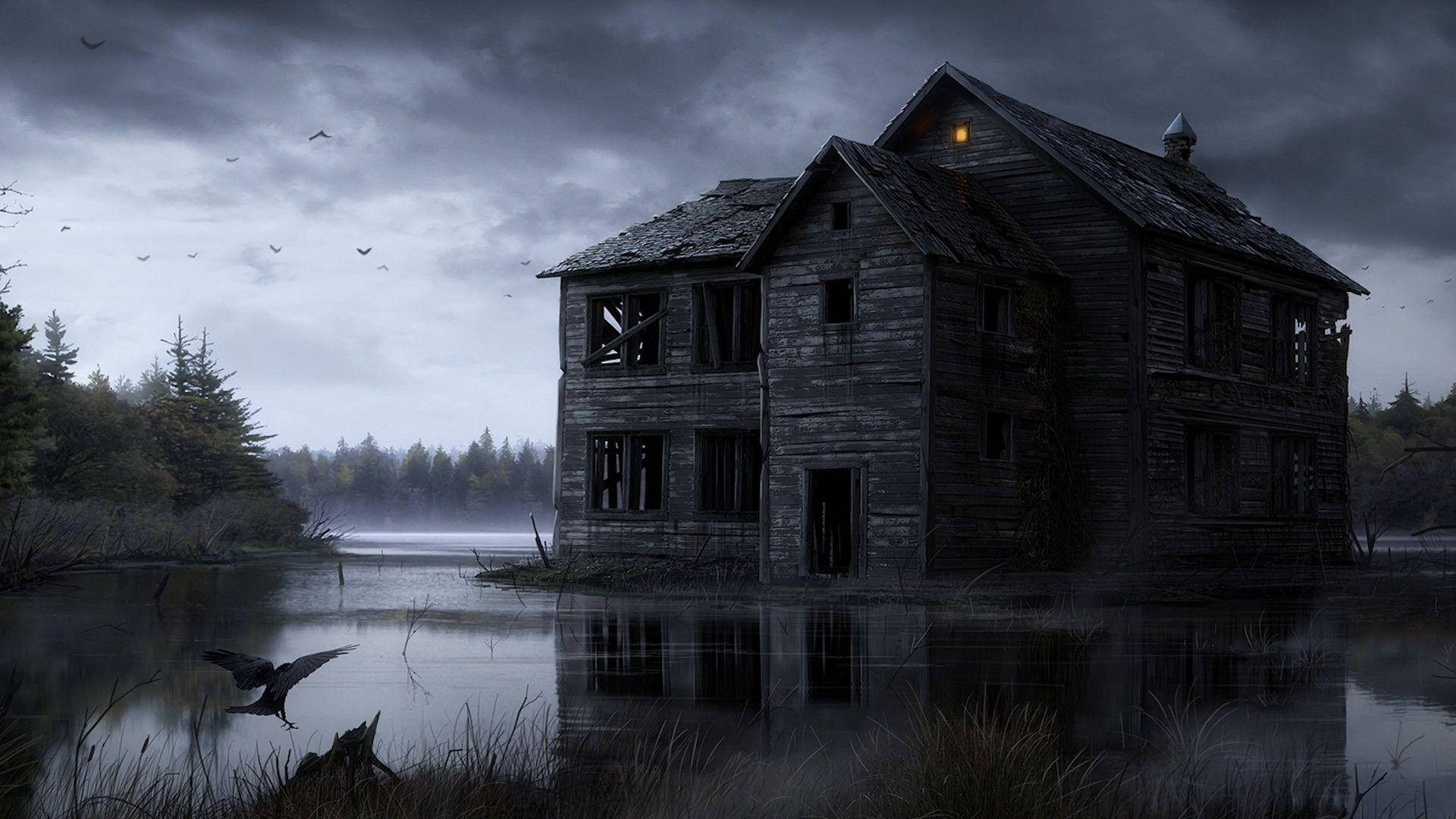 Dark Haunted House On Lake