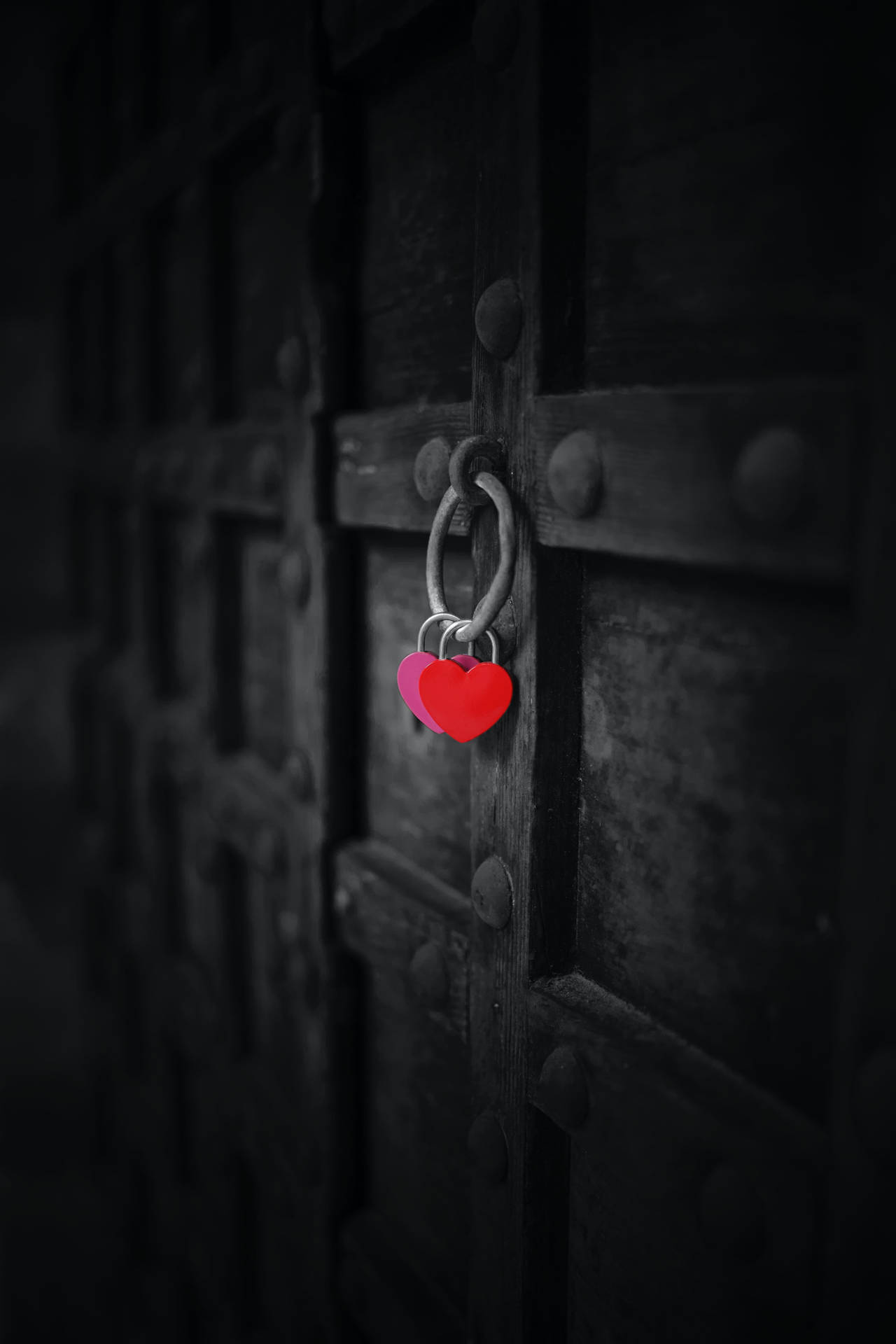 Dark Heart On A Medieval Door Background