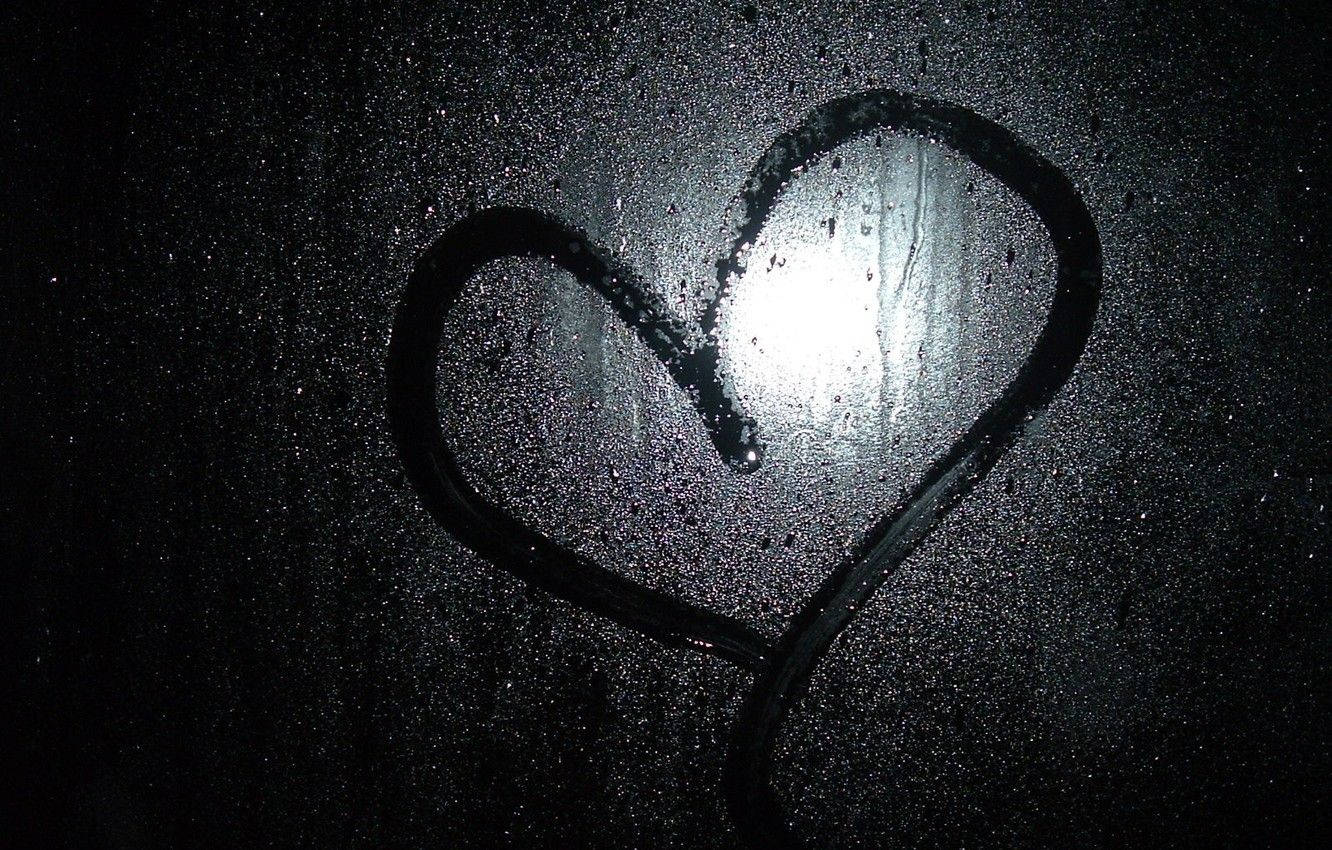 Dark Heart On Window Pane Background