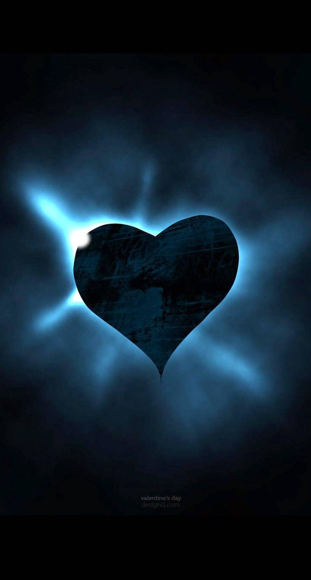 Dark Heart With Glowing Halo Background