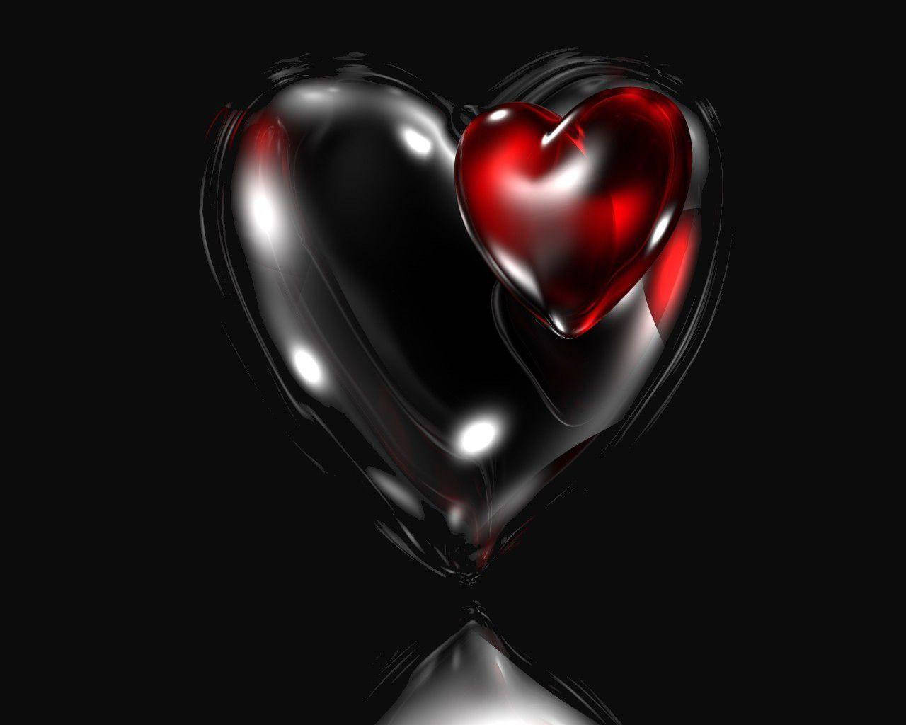 Dark Heart With Red Heart