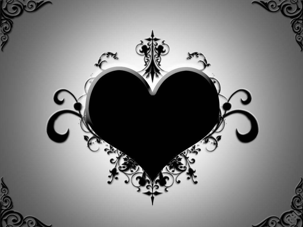 Dark Heart With Swirls And Curls Background