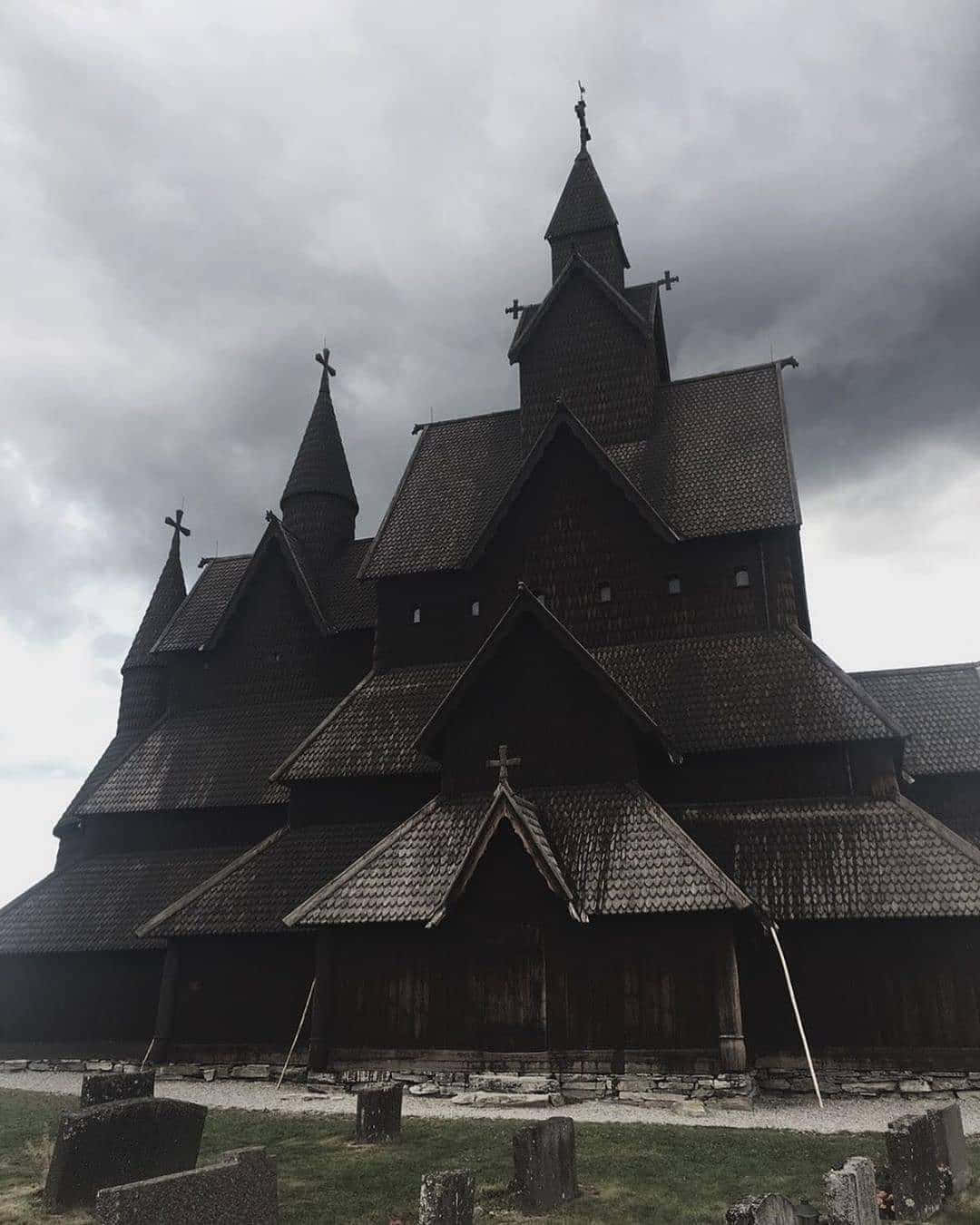 Dark Heddal Stave Church Background