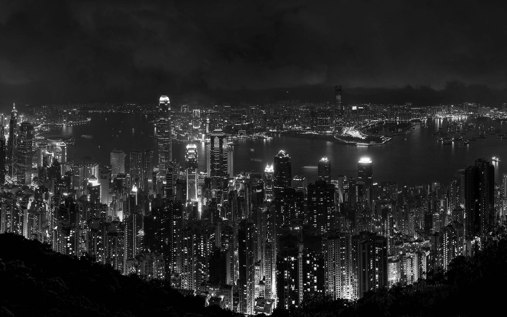 Dark Hong Kong Cityscape Background