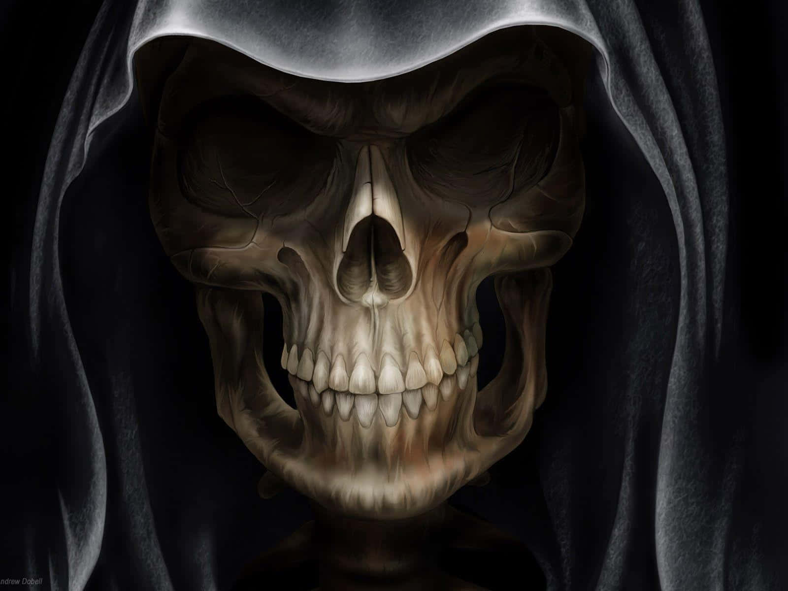 Dark Hooded Head Skull Background