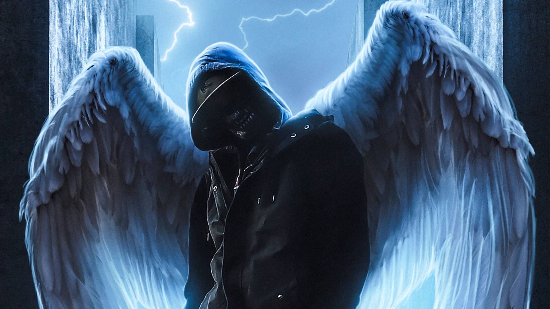 Dark Hoodie With Wings Background