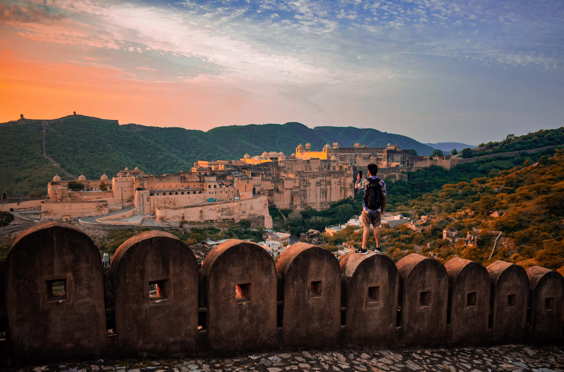 Dark Hour In Amer Fort Background