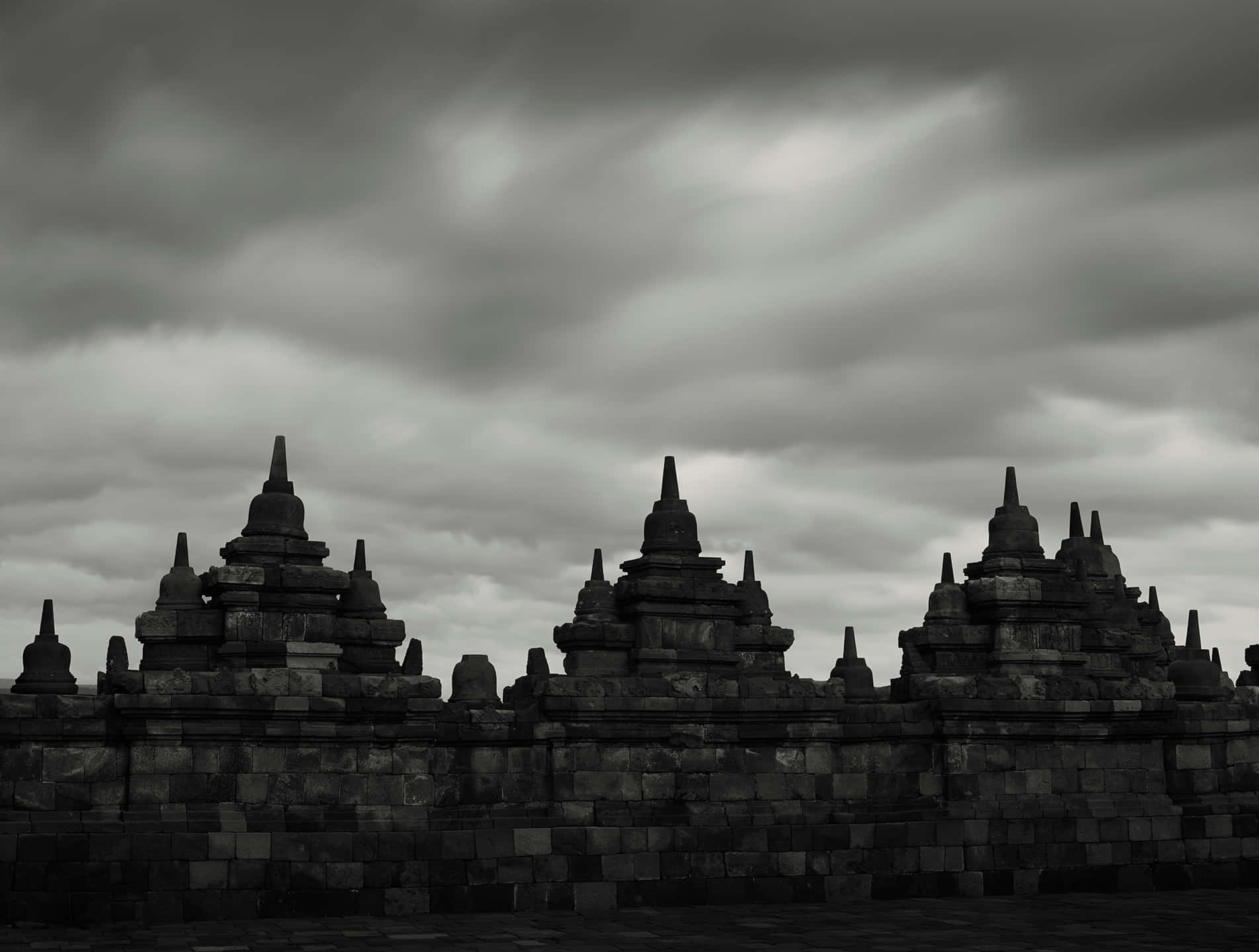 Dark Hour In Borobudur Temple Background