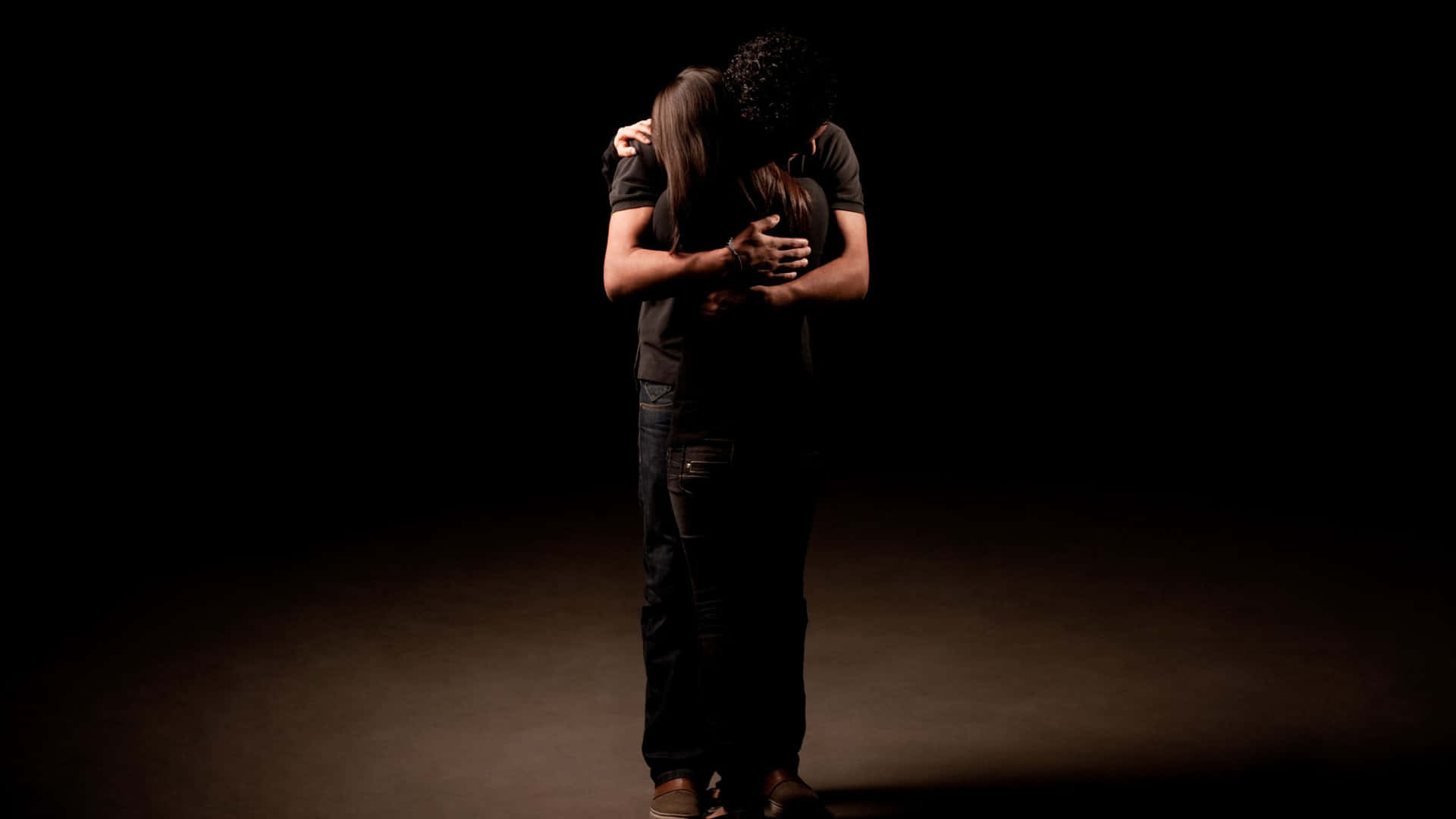 Dark Hugging Sad Couple Background