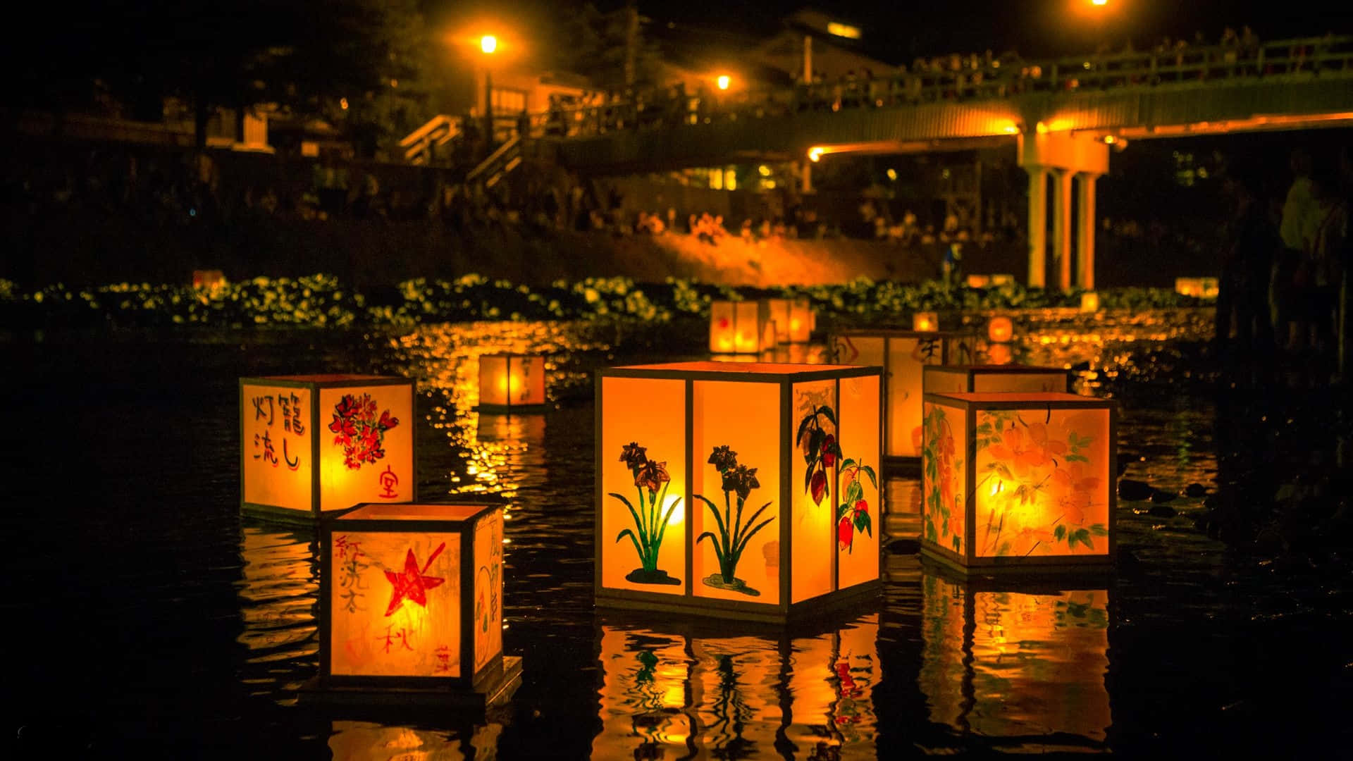 Dark Japanese Obon Festival Of The Dead Background