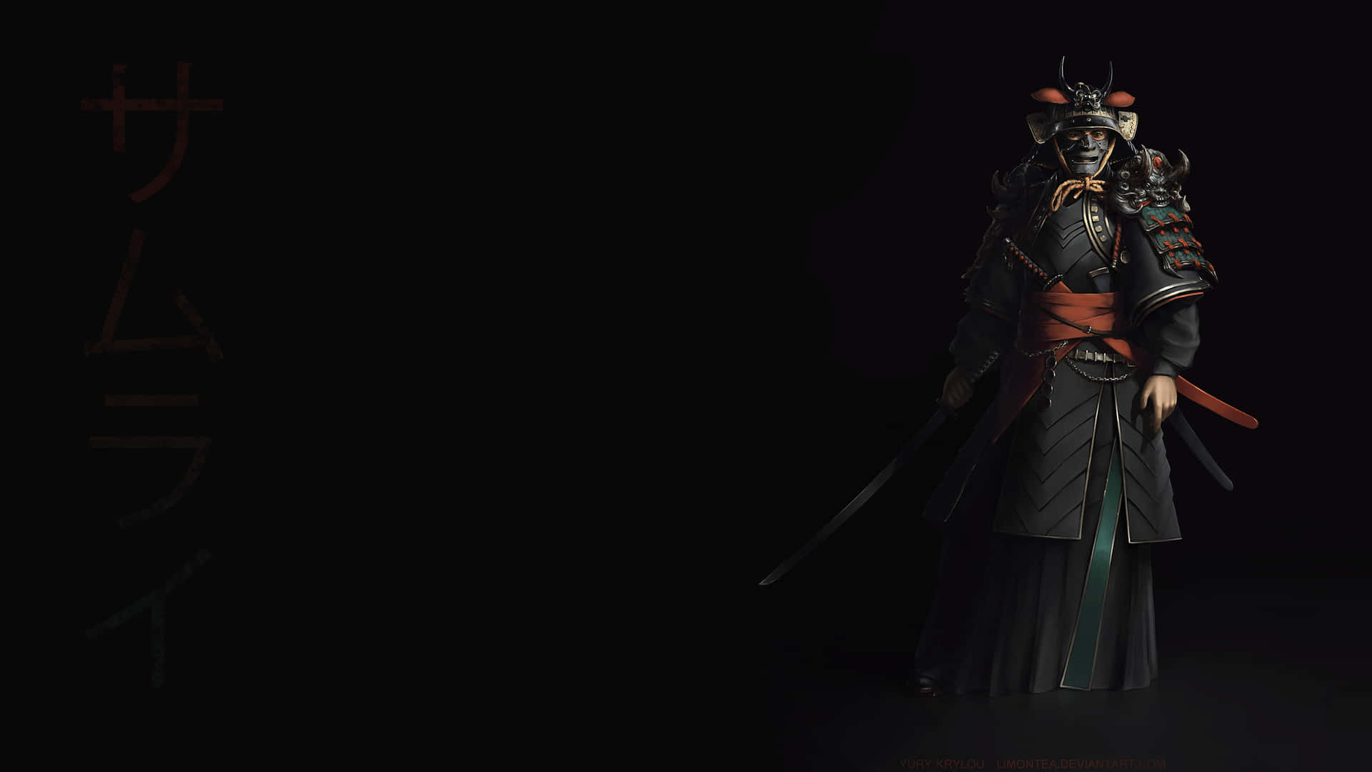 Dark Japanese Samurai Warrior With Katana Background