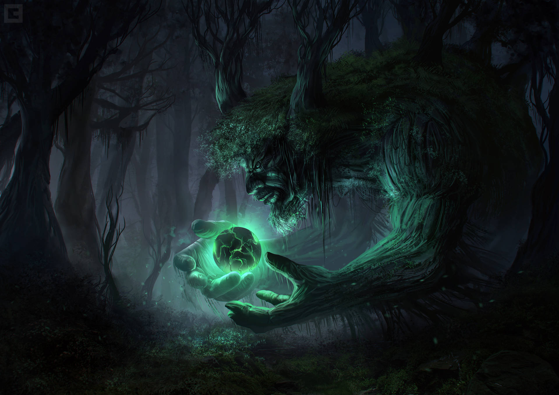 Dark Jungle Mythical Creature Guardian Background