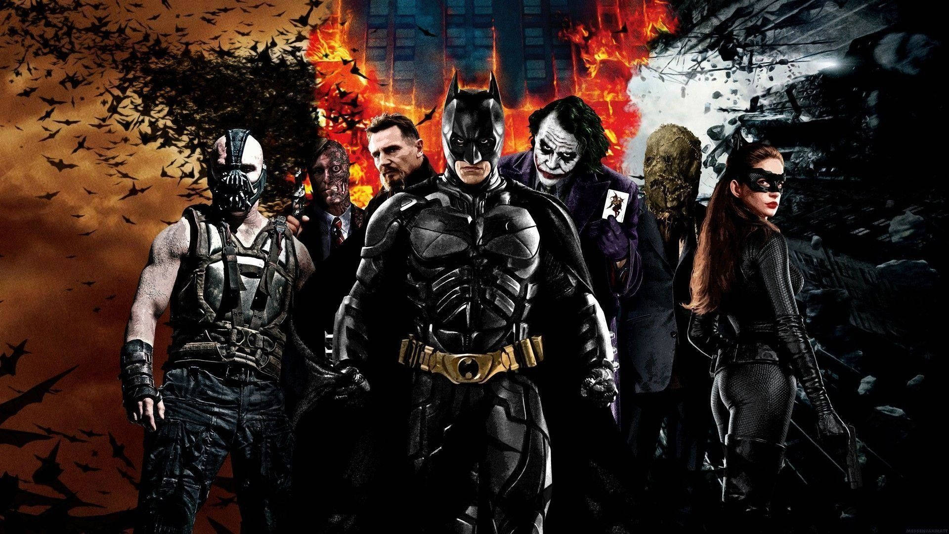 Dark Knight Batman And Villains Film Background