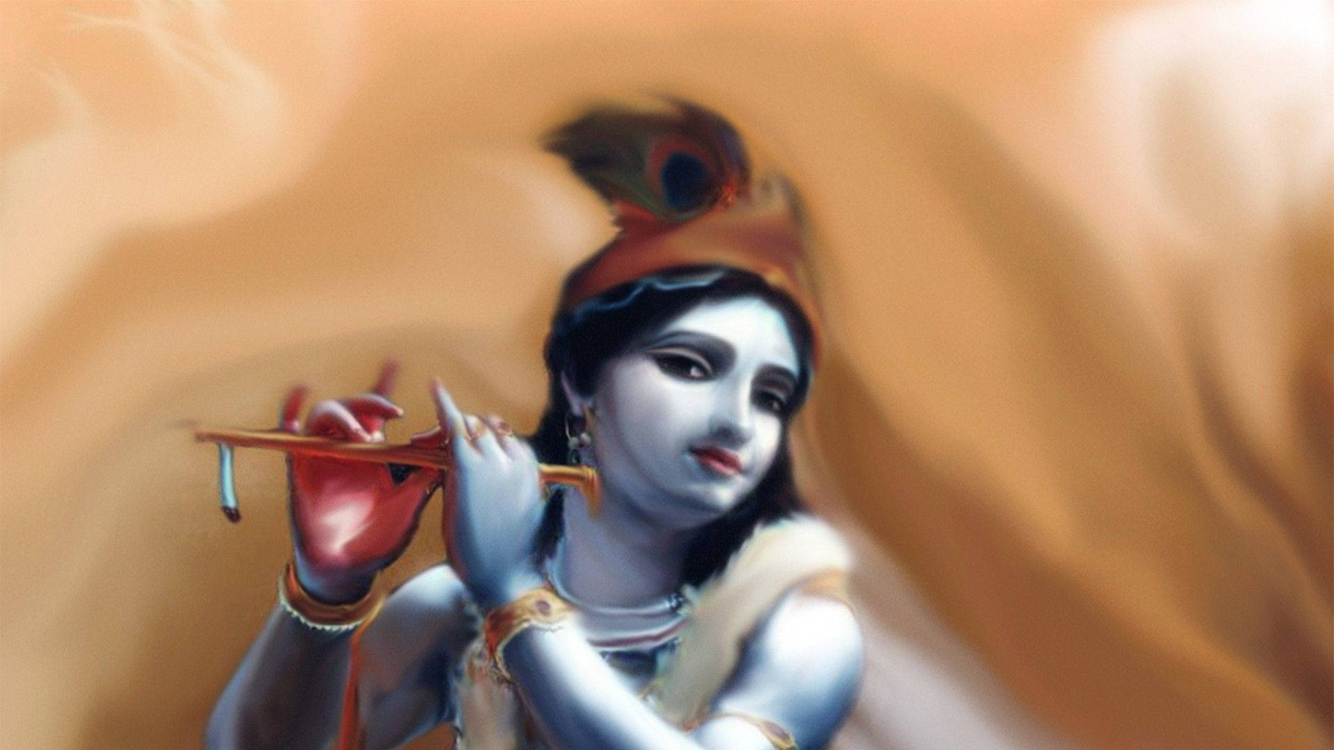 Dark Krishna And Her Flute Background