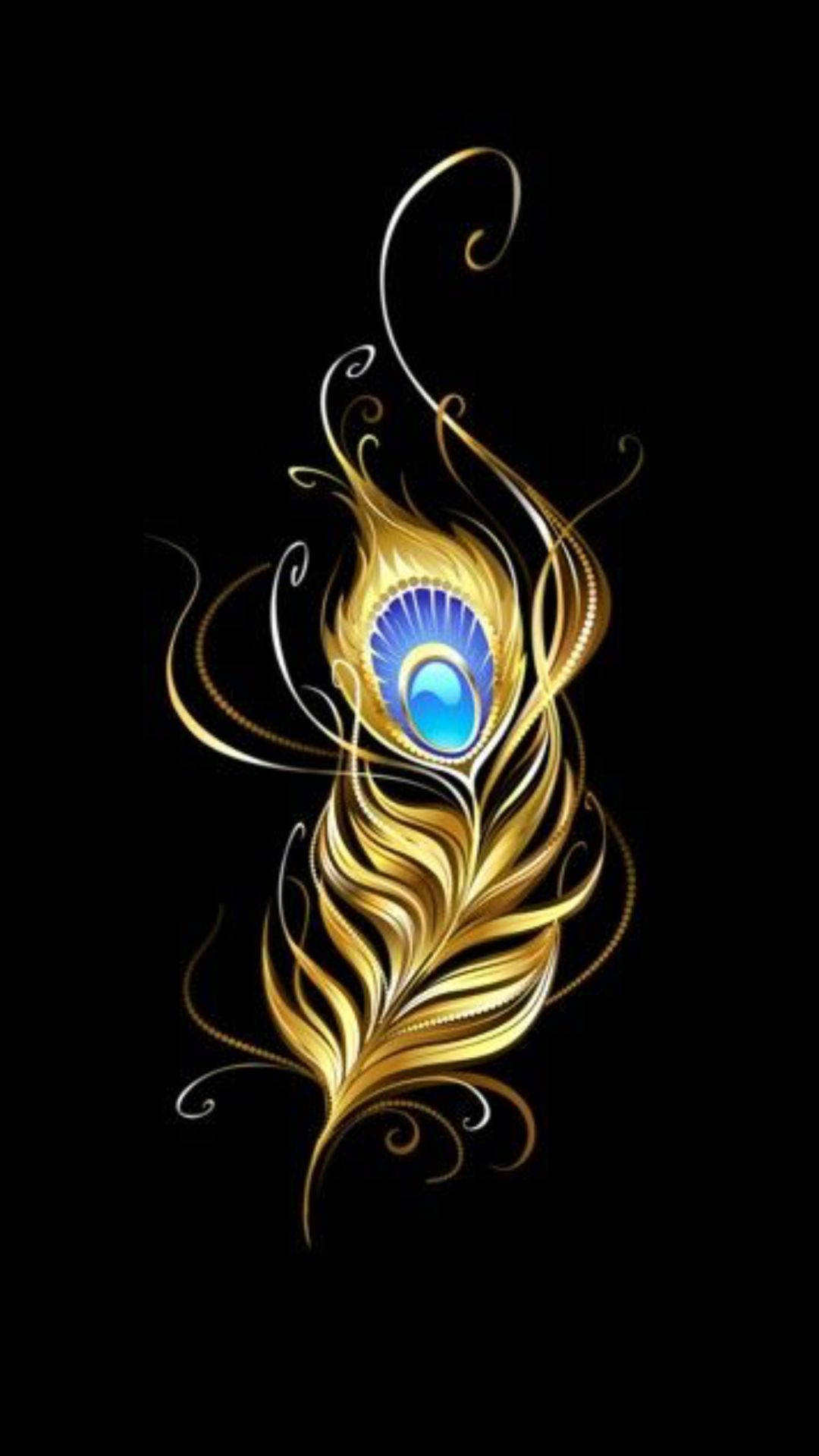 Dark Krishna Golden Feather Background