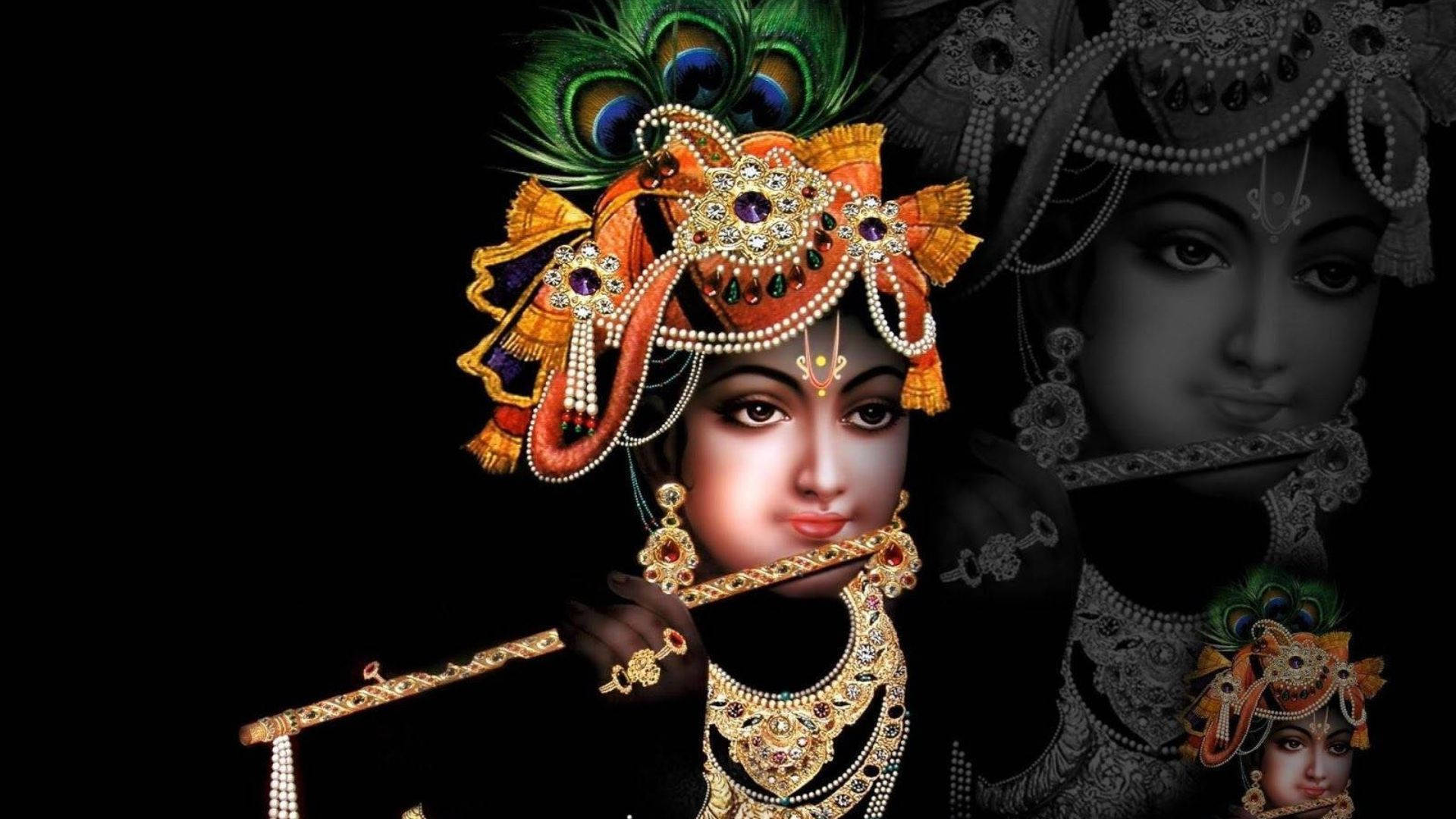 Dark Krishna Looking Away Background