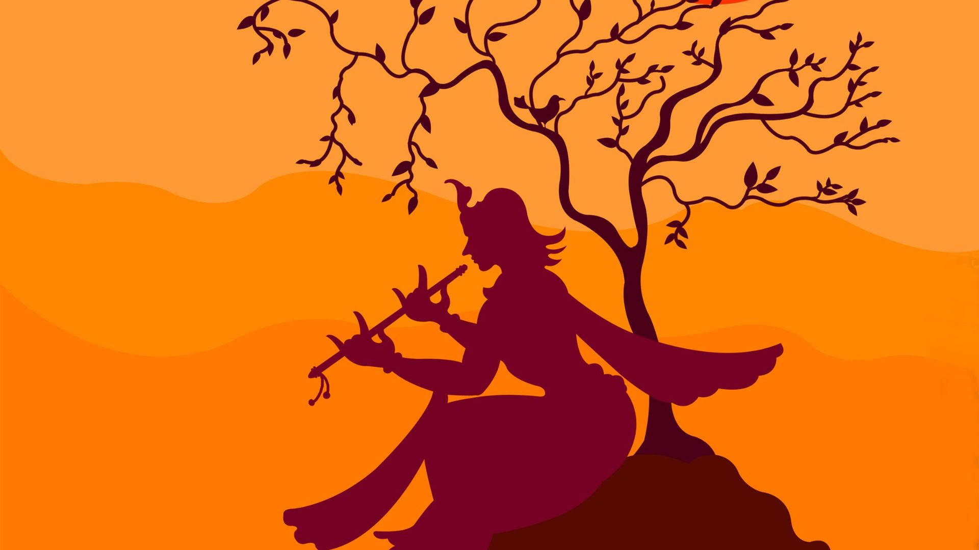 Dark Krishna Silhouette Background