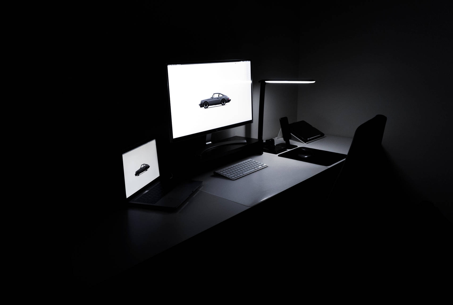 Dark Laptop Black Computer Setup Background