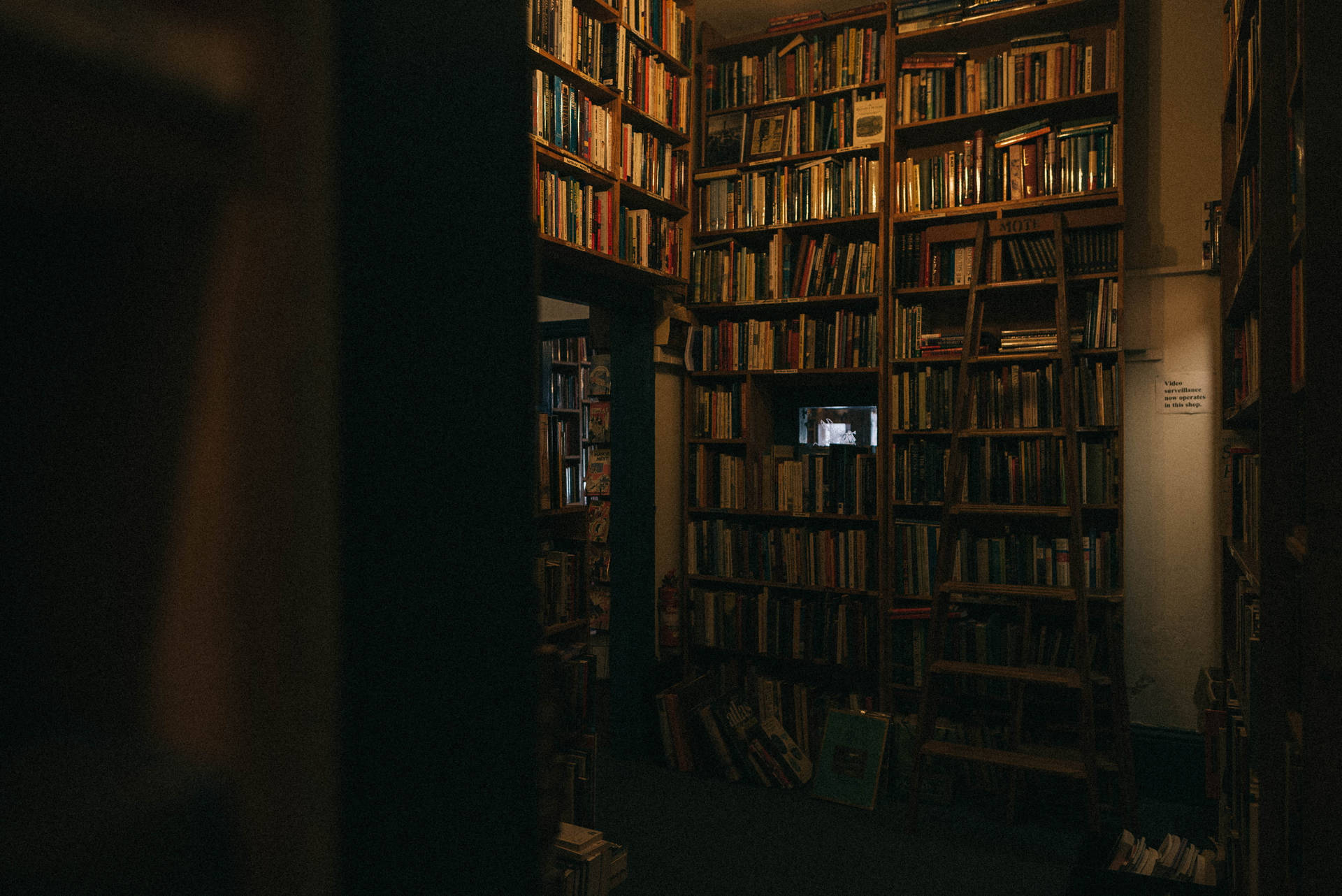 Dark Library Aesthetic Book Desktop Background