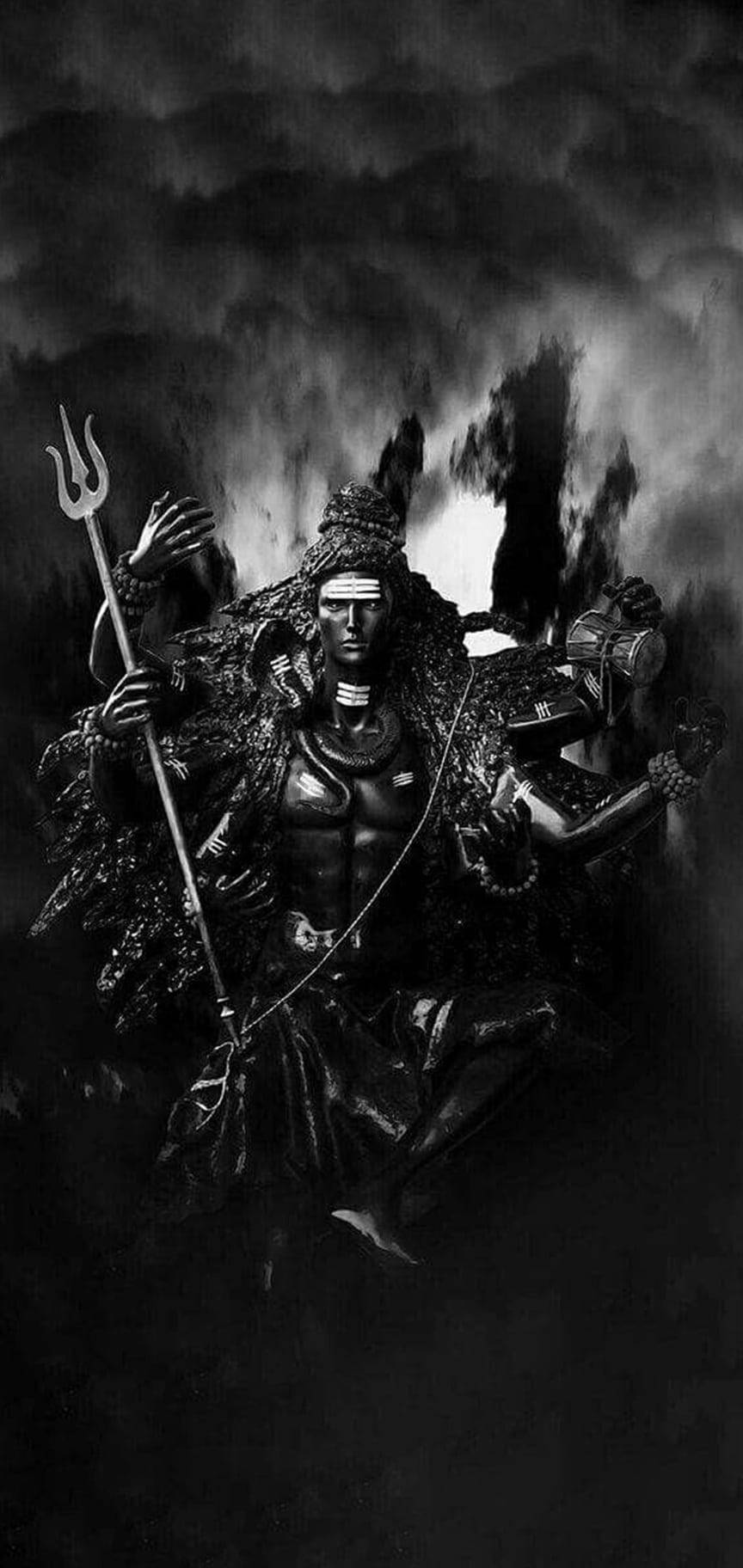 Dark Mahadev Black And White Hd Background