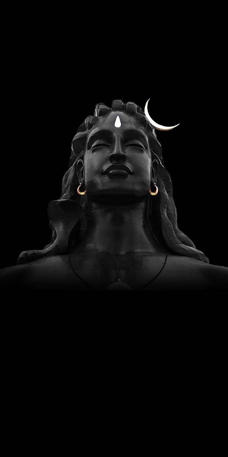 Dark Mahadev Bust With Moon Hd