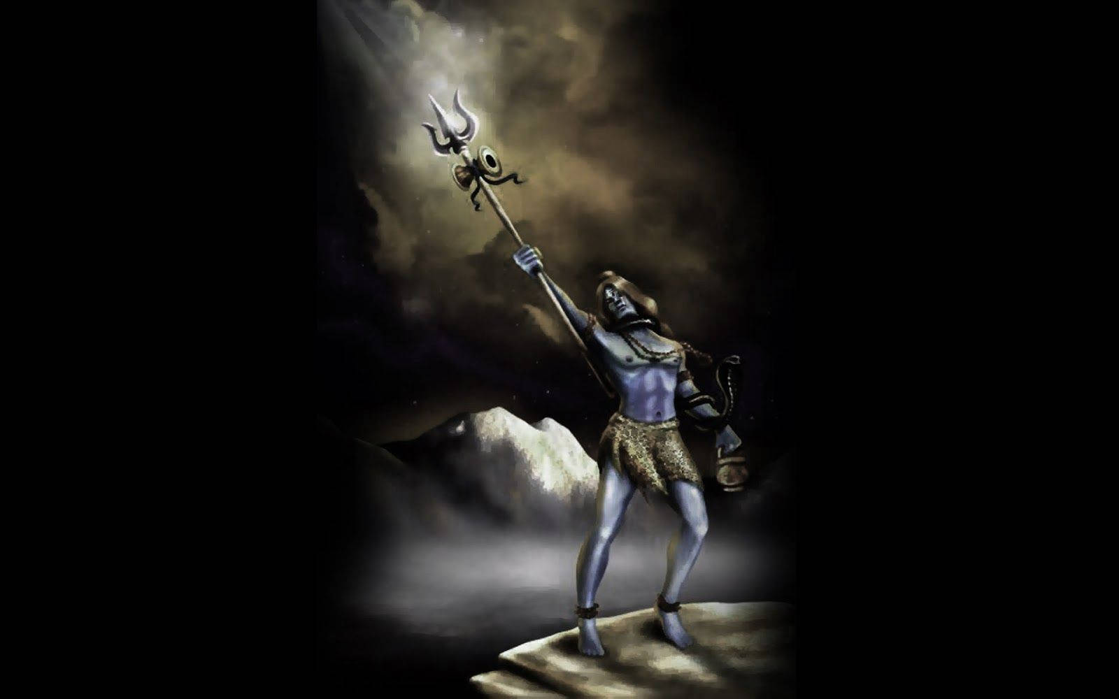 Dark Mahadev Holding Up Trishula Hd