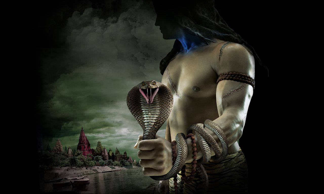 Dark Mahadev Holding Vasuki Hd Background