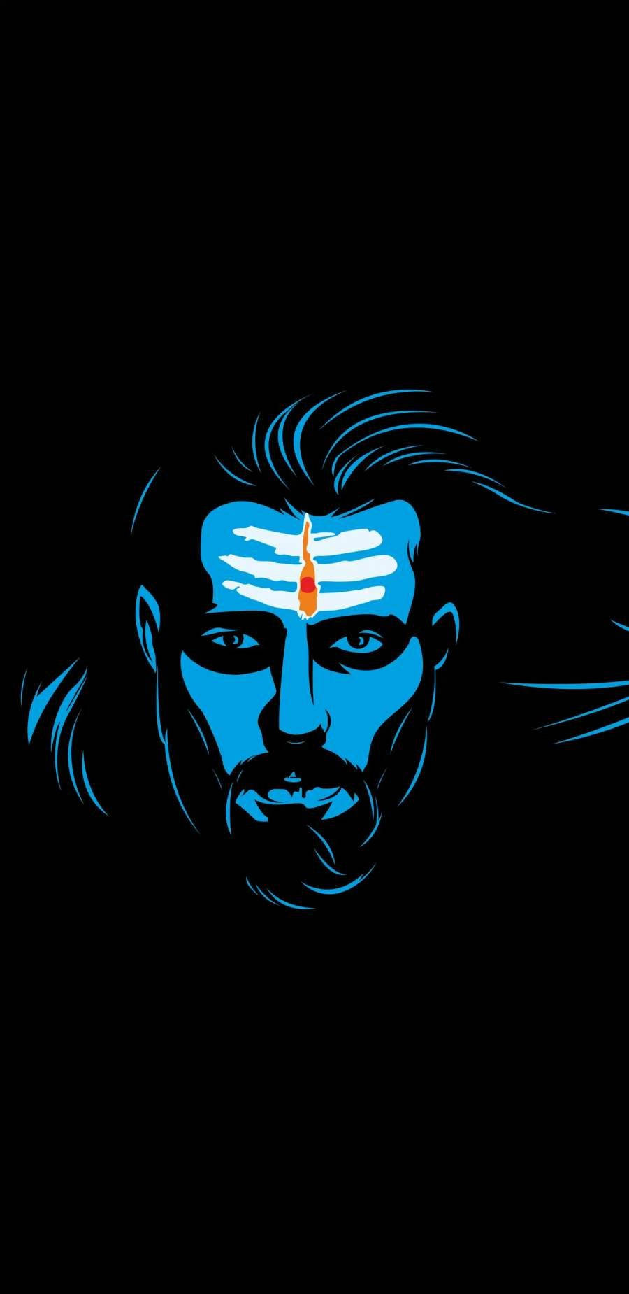 Dark Mahadev In Blue With Forehead Symbol Hd Background