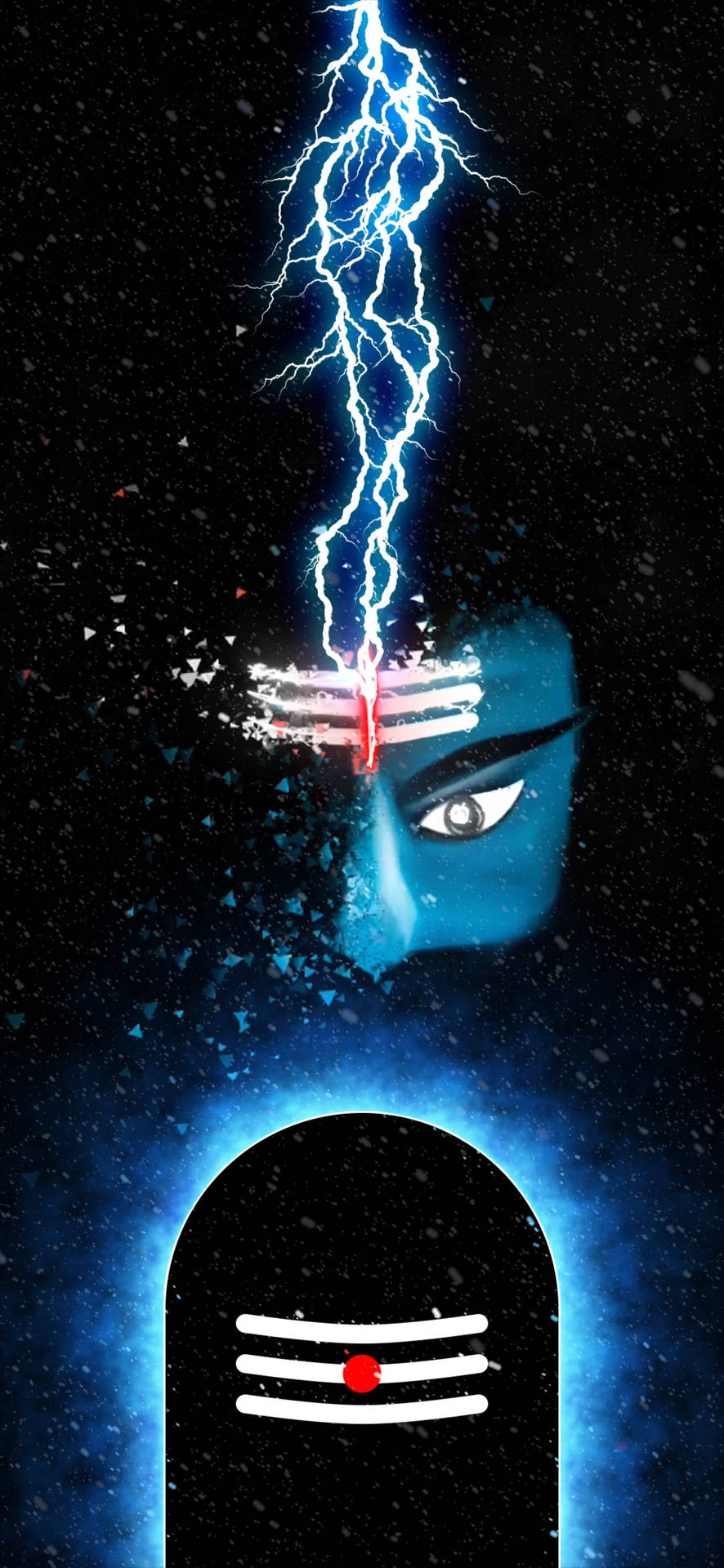 Dark Mahadev Lightning And Forehead Symbol Hd Background