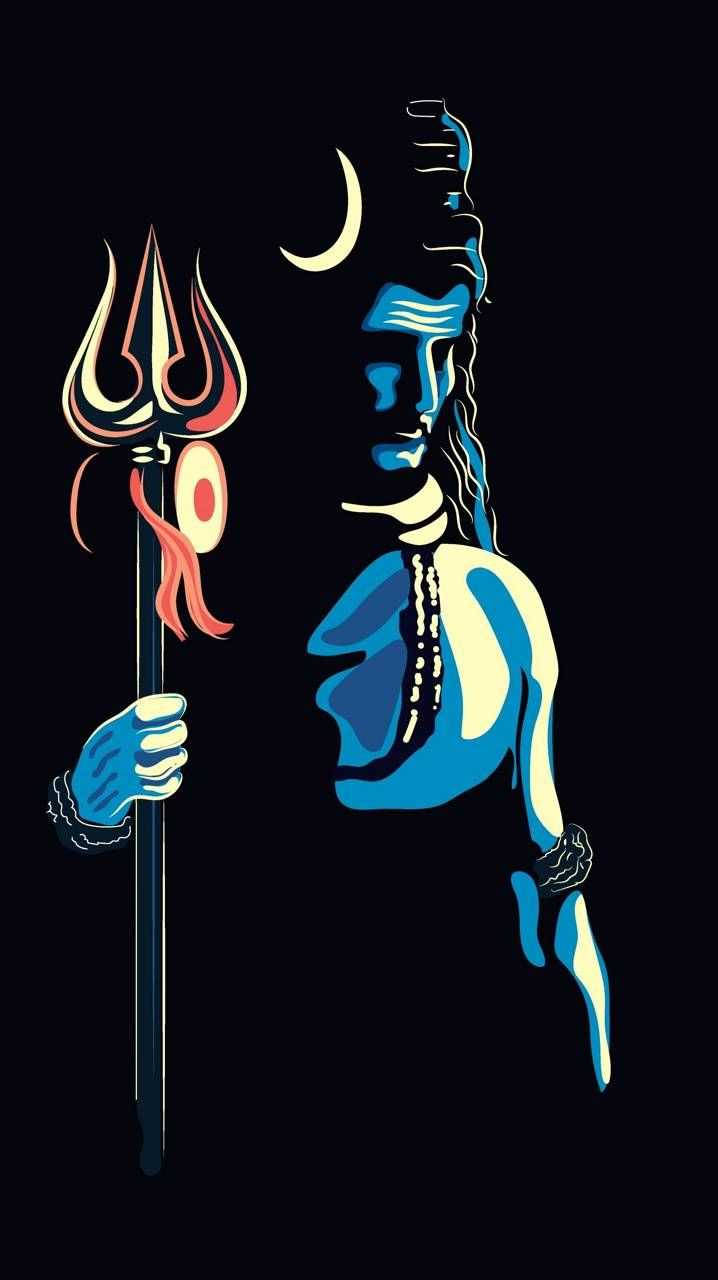 Dark Mahadev Painting With Trishula Hd