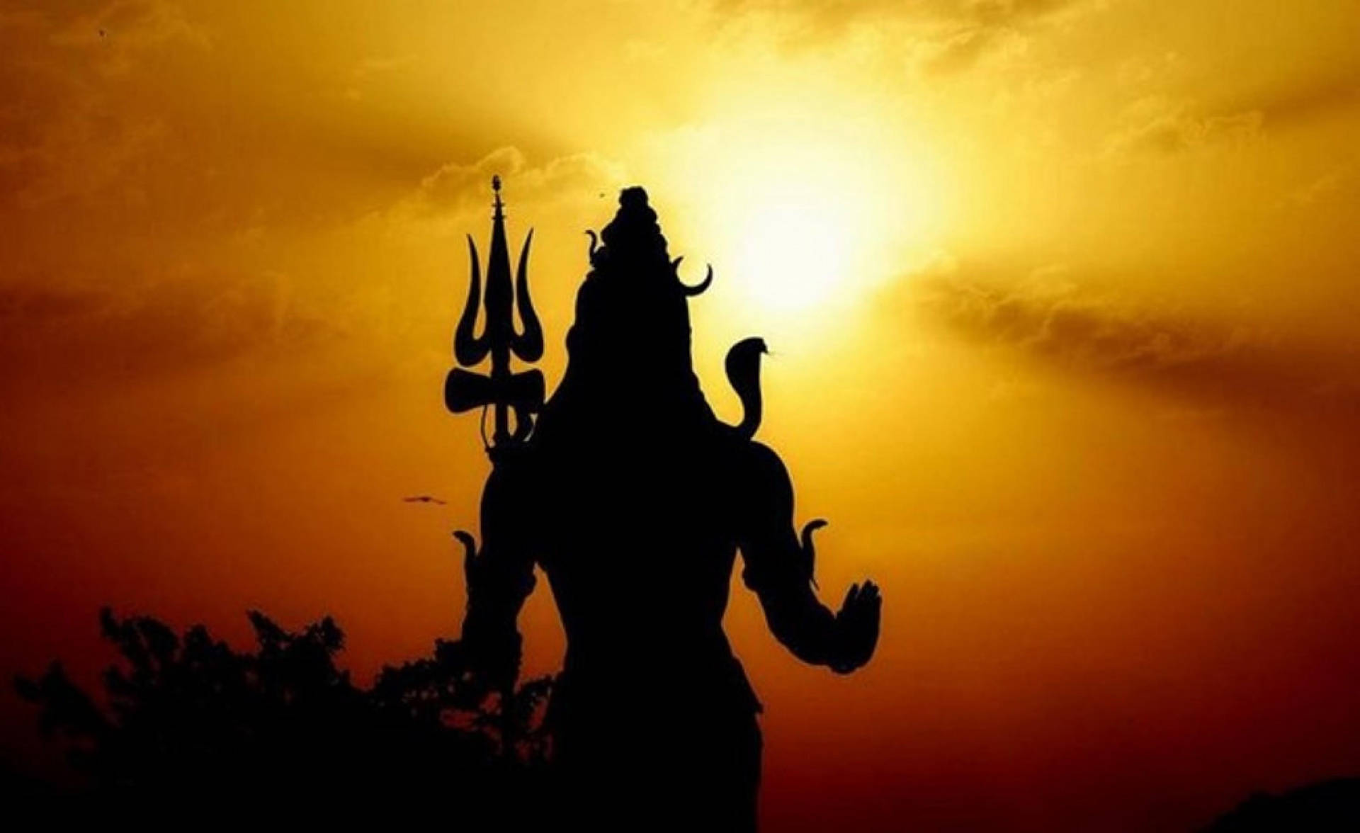 Dark Mahadev Silhouette Under Sunset Hd Background