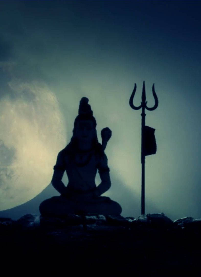 Dark Mahadev Silhouette With Trishula Hd Background